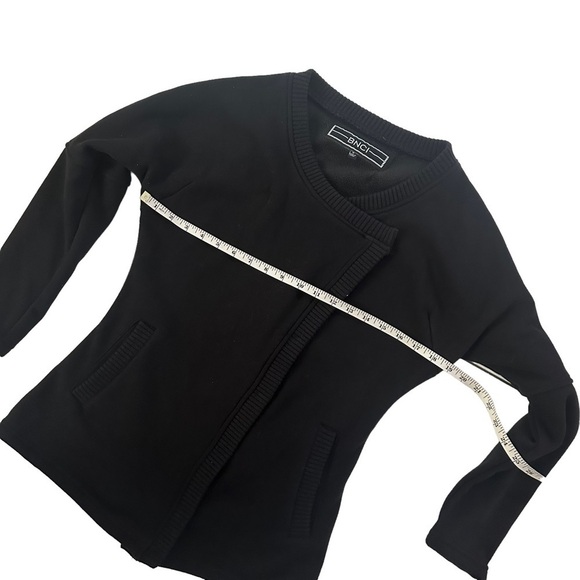 BNCI Blanc Noir Blazer Women Small Snap Jacket Office Casual Black Grunge Moto - Picture 4 of 10